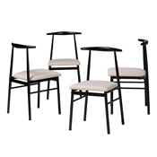Baxton Studio Arnold Modern Industrial Beige Fabric and Metal 4-Piece Dining Chair Set